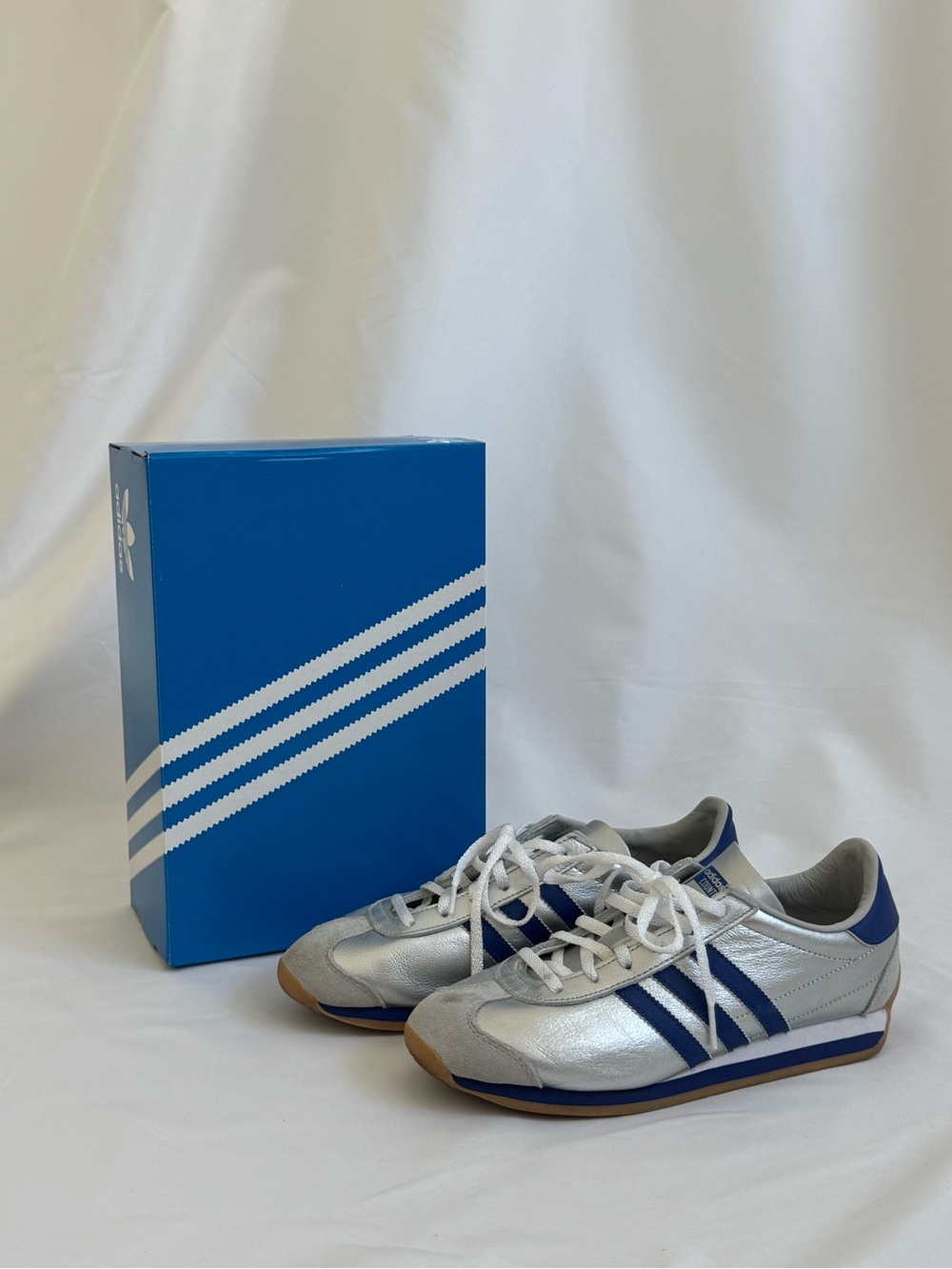 adidas Country OG Matte Silver Bright Blue Cloud White